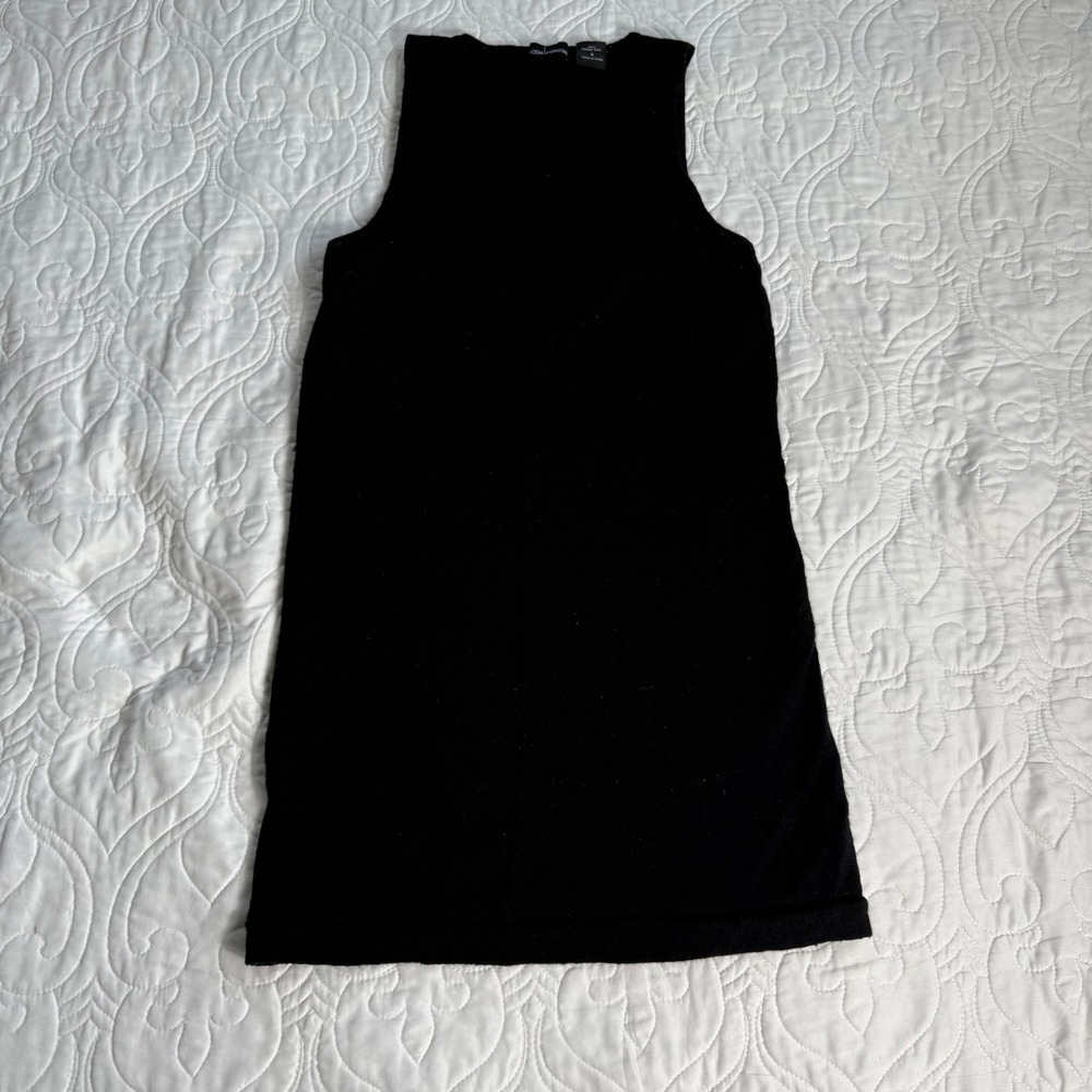 Moda International Black 100% Merino Wool Deep V-Neck Sleeveless Sweater Small